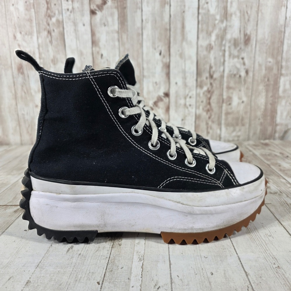 Converse Run Star Hike High Top Black White Platform Sneakers 166800C Womens 7